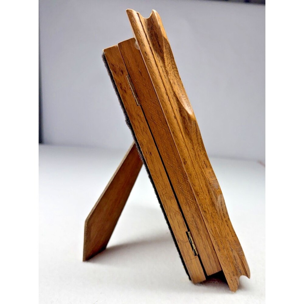 Wooden 5x7 Picture Frame Hidden Photo Storage Hinged Tabletop Oak Vintage - Picture 4 of 7
